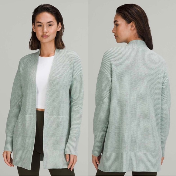 Lululemon Cashlu Cashmere Blend Sweater Wrap Heathered Silver Blue Size XS Small - Picture 1 of 12